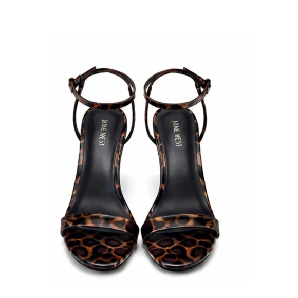 NEW Women's Nine West Leopard Print Ankle Strap Heels Size 11 Brown Black - Picture 2 of 11